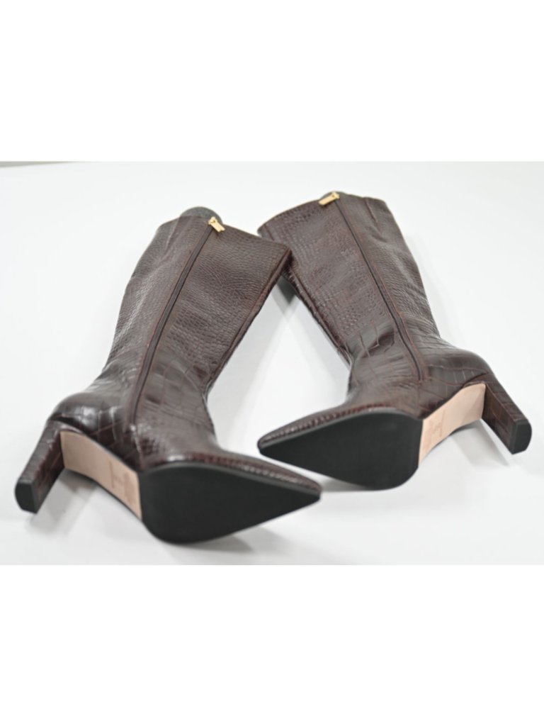 Bared Footwear Pandion Croc-Embossed Boots In Chocolate Brown Leather — image 5 of 8